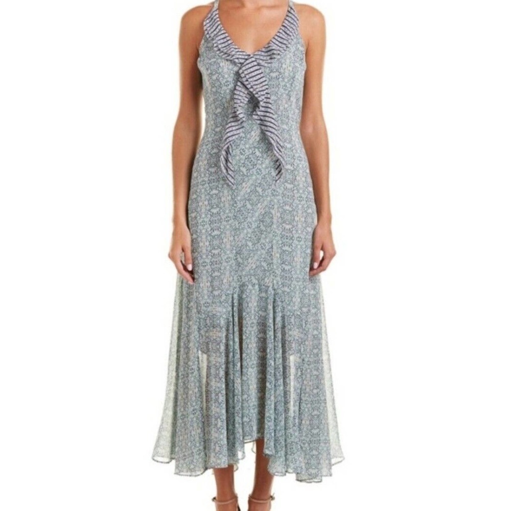Cabi Garden Party Floral Print Ruffled Maxi Dress Women's Size 8 Boho Chic - Picture 3 of 12